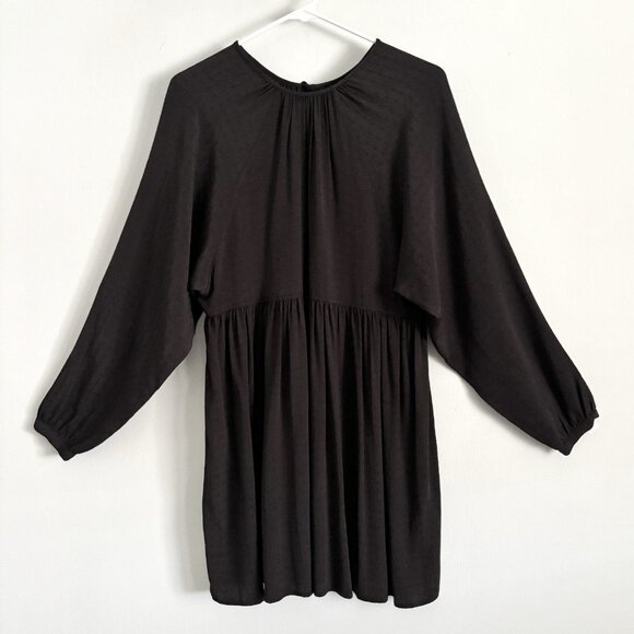 NEW Christy Dawn Black Long Sleeve Hudson Mini Dress Women’s Size XS/S Textured - Picture 2 of 9